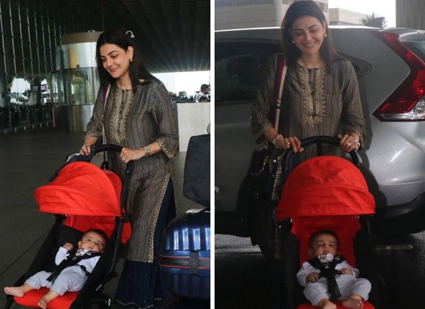 Kajal Aggarwal reveals face of son Neil at Mumbai airport; doesn’t hide from paparazzi