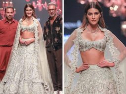 Kriti Sanon rules the runway on the opening day of FDCI X Lakmé Fashion Week 2022 while donning a glittering ivory lehenga by Shantanu & Nikhil