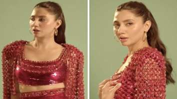 Mahira Khan looks uber glamorous in pink three piece shimmery outfit at premiere of her film The Legend of Maula Jatt