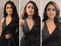 Mrunal Thakur looks like a bombshell in black saree and sequined black and silver blouse