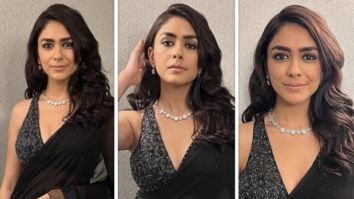 Mrunal Thakur looks like a bombshell in black saree and sequined black and silver blouse