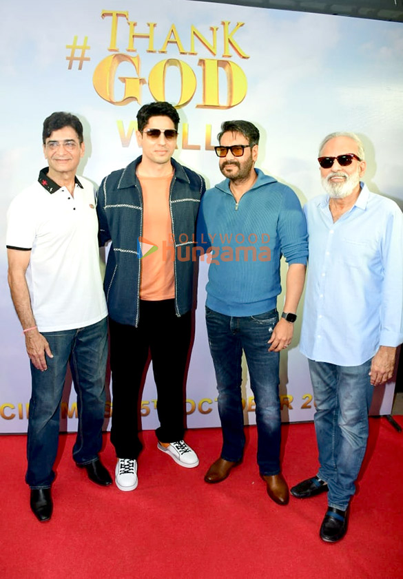 photos ajay devgn sidharth malhotra and indra kumar attend the launch of the thank god trailer 1