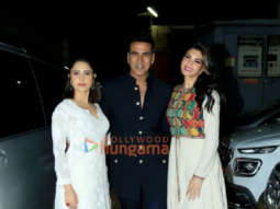 Photos: Akshay Kumar, Jacqueline Fernandez and Nushrratt Bharuccha snapped at a screening of Ram Setu at PVR Juhu