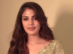 Rhea Chakraborty looks absolutely glorious in golden saree