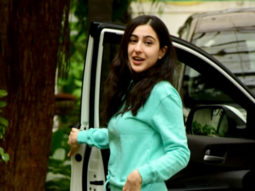Sara Ali Khan waves at paps as she gets snapped at the dubbing studio