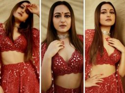 Sonakshi Sinha sparkles in red embellished sharara & cape paired with hand embroidered blouse worth Rs.8 0,000