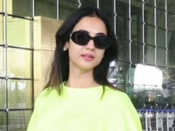 Sonal Chauhan gets clicked in a neon outfit at  the airport