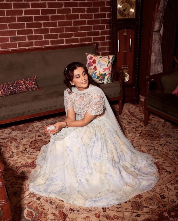 Taapsee Pannu dazzles her way in ice blue anarkali worth for 52K for Richa –Ali wedding reception