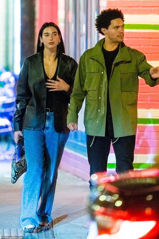 Trevor Noah spotted kissing Dua Lipa on the cheek after an outing in NYC but “they're just friends”