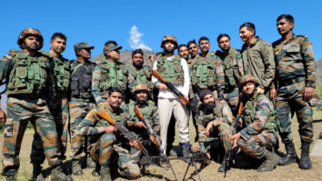 Vijay Deverakonda holds a rifle as he visits Uri to meet the soldiers, see photos