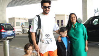 Aayush Sharma snapped with wife and kids at the airport