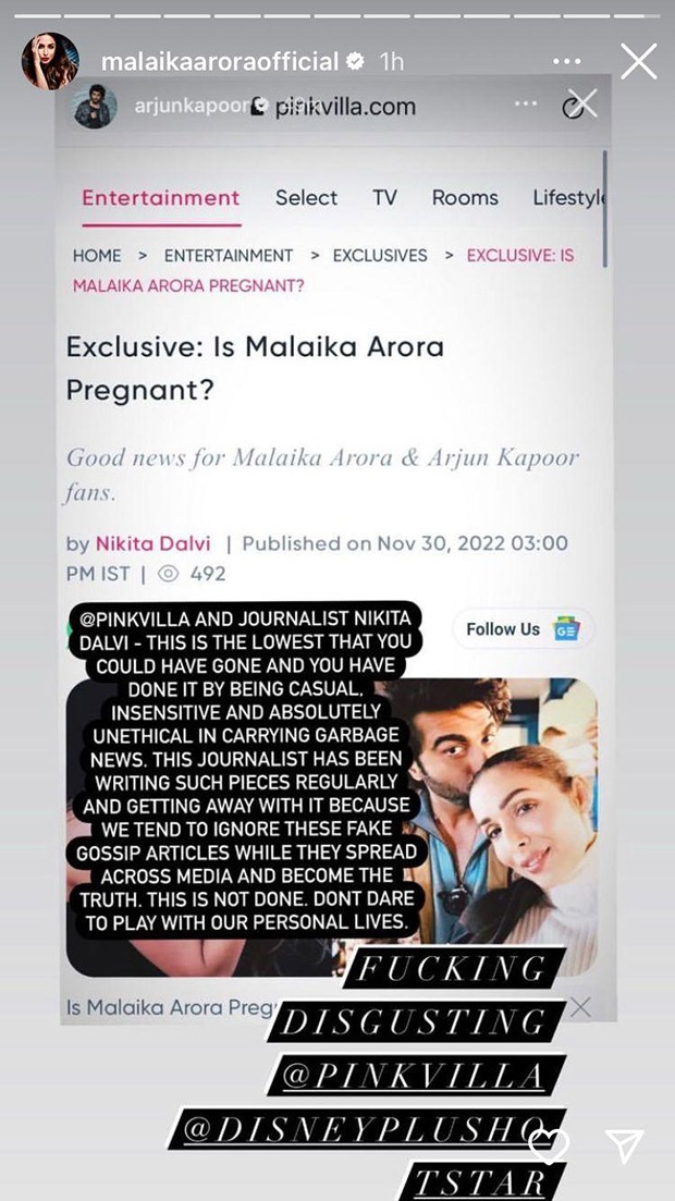 Arjun Kapoor and Malaika Arora lash out at report claiming she is pregnant; term it as “garbage news”