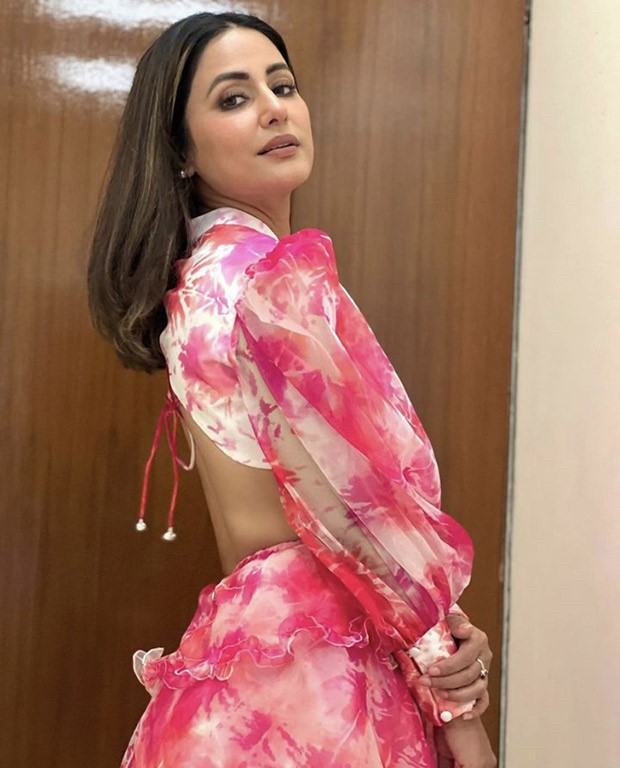 Hina Khan is a stylish diva in this backless tie-dye pink dress by Verano by Tanya
