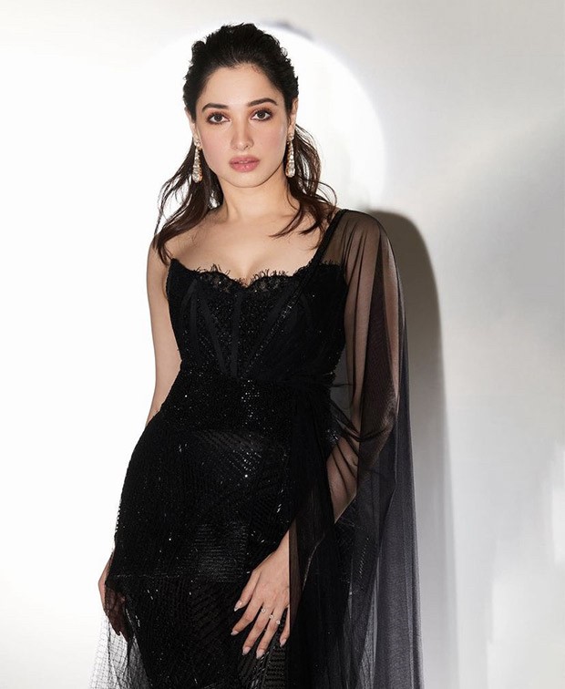 Tamannaah Bhatia transforms into black magic woman as dons Manish Malhotra’s black saree gown for Vogue Forces of Fashion event 
