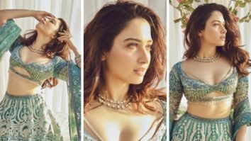 Tamannaah Bhatia’s turquoise and gold lehenga by Falguni & Shane Peacock is meant to be bookmarked for brides-to-be