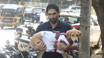Aditya Roy Kapur gets clicked outside dog clinic with his adorable pet