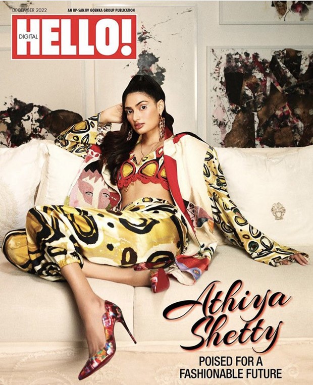 Athiya Shetty radiates glam in a yellow abstract co-ord outfit on the cover of Hello magazine