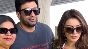 Hansika Motwani poses for paps with her family at the airport