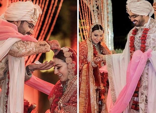 Hansika Motwani shares first pics from wedding with Sohael Khaturiya; stuns in red and golden lehenga : Bollywood News