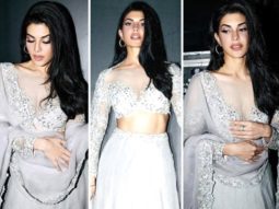 Jacqueline Fernandez is nothing less than a princess is in a pearl grey lehenga for Cirkus promotions Jacqueline Fernandez is nothing less than a princess is in a pearl grey lehenga for Cirkus promotions
