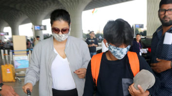 Kajol gets snapped with her son Yug at the airport