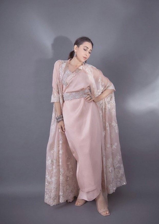 Karisma Kapoor is the queen of ethnic fashion, as evidenced by her most recent photos wearing blush pink outfit