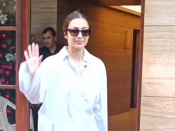 Malaika Arora waves at paps in oversized blue shirt