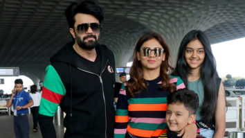 Maniesh Paul poses with family at the airport