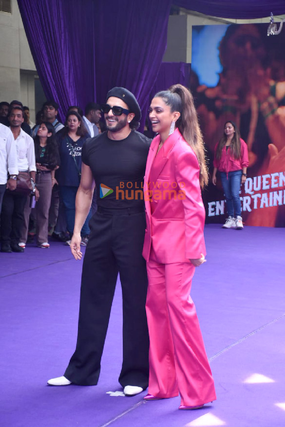 photos deepika padukone ranveer singh and rohit shetty snapped at the launch of the track current laga re from cirkus 2
