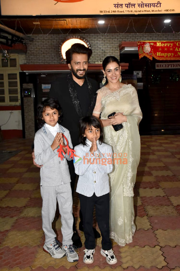 Photos: Riteish Deshmukh, Genelia D’Souza and their children snapped at Christmas celebration in Bandra