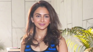 Rakul Preet Singh looks extremely beautiful in black and blue stripped outfit