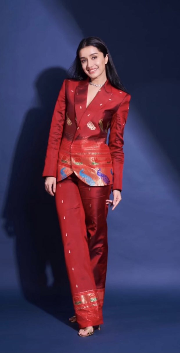 Shraddha Kapoor exudes elegance and glamour in red paithani pantsuit 