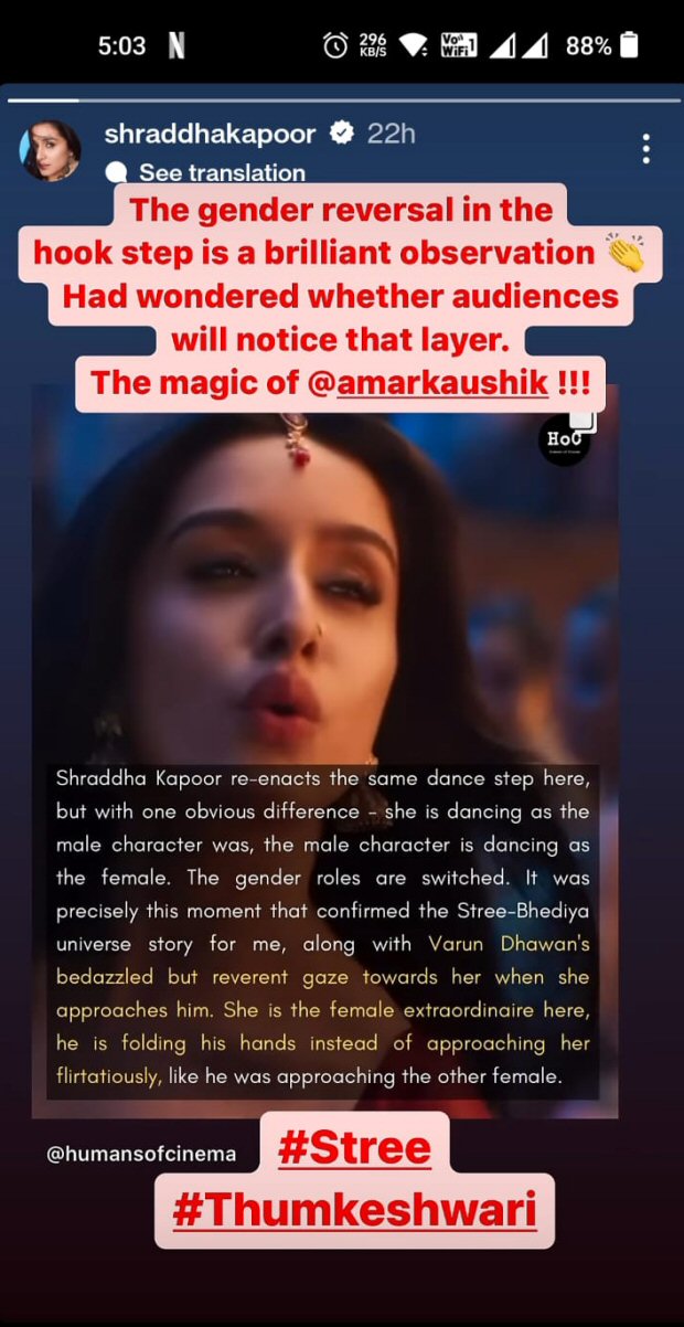 Shraddha Kapoor shares an insight into Bhediya track 'Thumkeshwari' hook-step