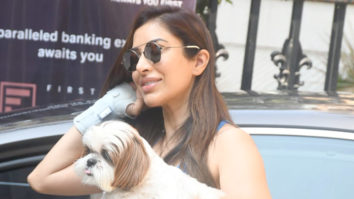 Sophie Choudry poses for paps as she gets clicked outside gym