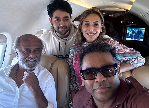 This photo of Rajinikanth and his daughter Aishwarya flying with A R Rahman and his son A R Ameen is EPIC! : Bollywood News