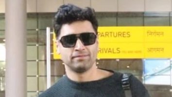 Adivi Sesh looks dashing in a black sweatshirt as he poses for paps at the airport