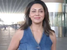 Gauri Khan rocks a denim outfit as she poses for paps at the airport