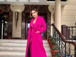 Kriti Sanon’s pink overcoat and bright pink pantsuit is one of the best choices of the Barbiecore trend