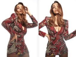 Malaika Arora amps up the style quotient in a red mini geometric pattern dress