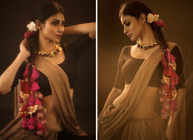 Mouni Roy is our current favourite desi girl in minimal yet stylish beige saree and pink parandi : Bollywood News
