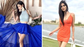 Mouni Roy welcomes in the New Year in Dubai with her husband Suraj dressed in an orange minidress