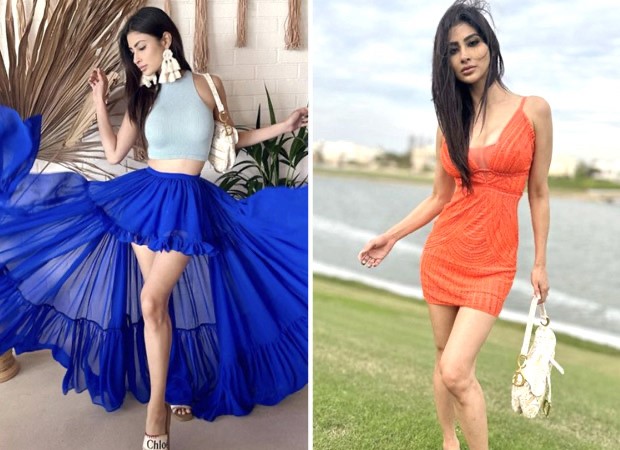 open lace back dress Mouni Roy in Abhishek Sharma