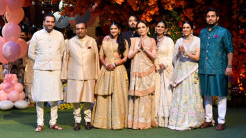 Mukesh Ambani with his family at his son’s engagement ceremony