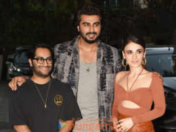 Photos: Arjun Kapoor, Radhika Madan and Aasmaan Bhardwaj snapped promoting their film Kuttey at T-Series office in Andheri