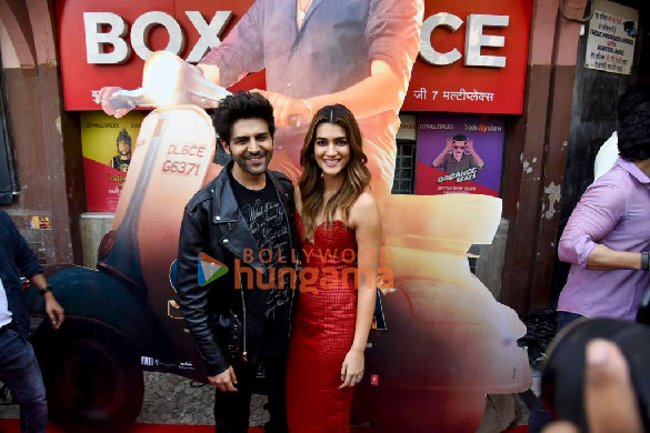 photos kartik aaryan kriti sanon and bhushan kumar grace the trailer launch of shehzada 2