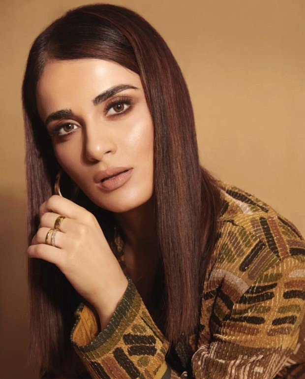 Radhika Madan’s outfit with an Aztec print, worn for Kuttey promotions