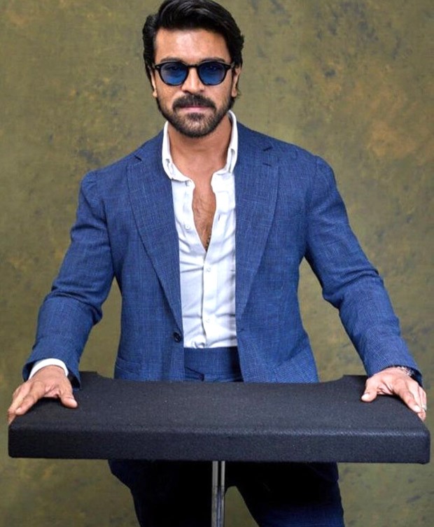 Ram Charan suits up in style in a blue pant-suit for Golden Globes press meet