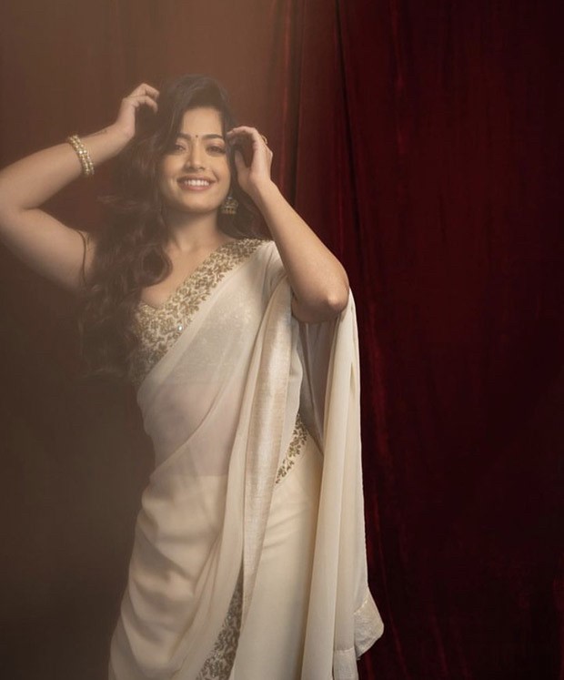 Rashmika Mandanna in Arpita’s Mehta’s ivory saree is casting a spell on the hearts