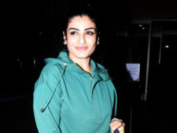 Raveena Tandon gets clicked posing for paps in a green outfit