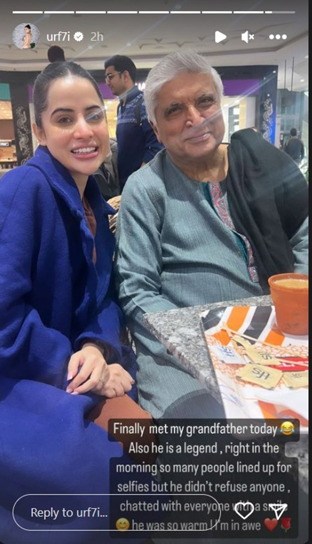 Uorfi Javed FINALLY meets Javed Akhtar; says, “I’m in awe”